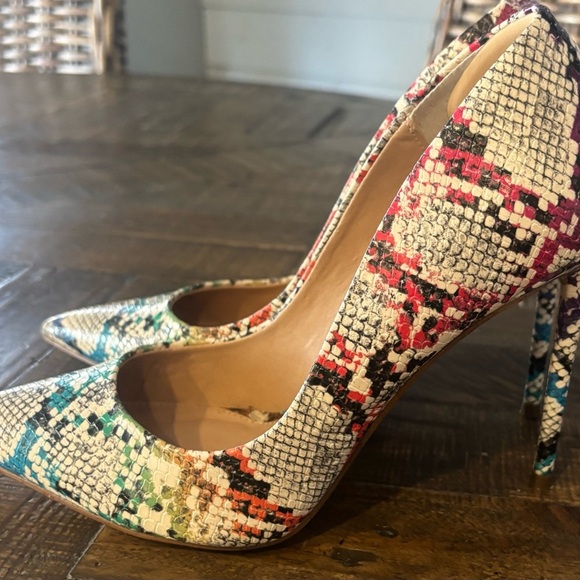 Steven Madden Womens 4 Inch Heels Vala Pump Snake Print Rainbow Colors Size 8.5M - Picture 2 of 11
